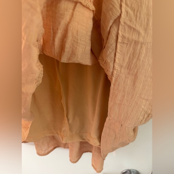 Zara Embroidered Bib Tassel Mini Dress in Tan Peach Size Large - Picture 11 of 16